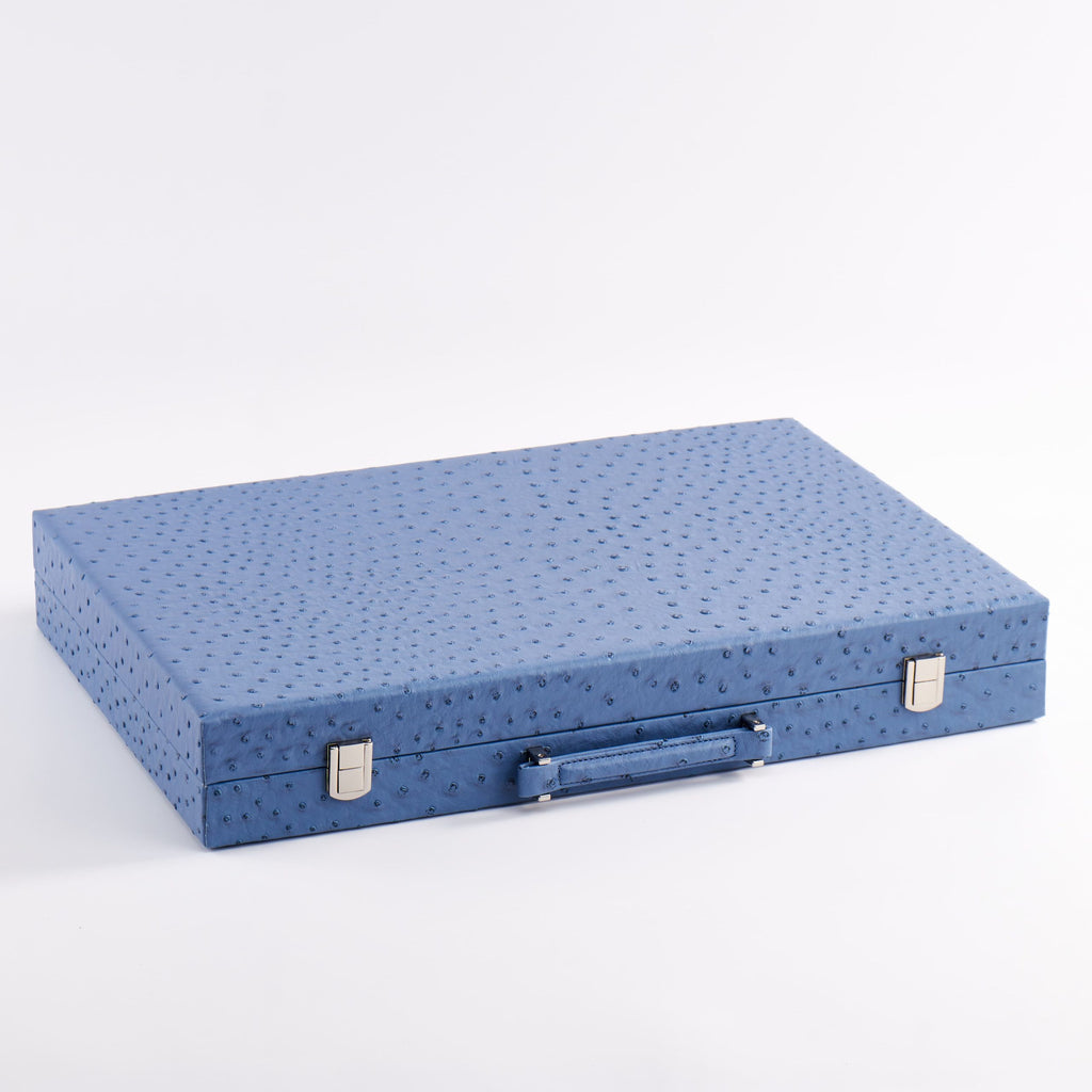 Backgammon Ostrich | Blue w/ orange triangle