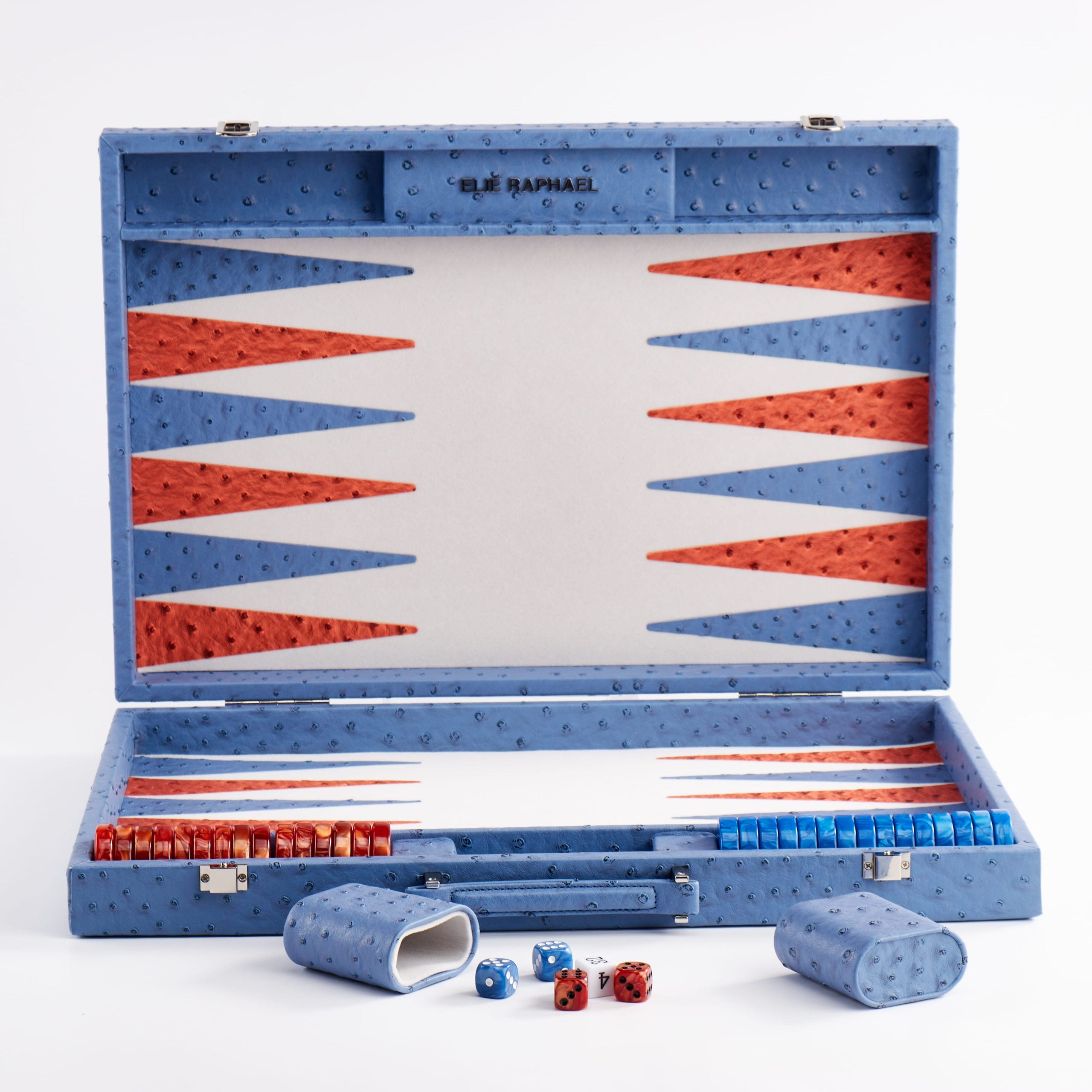 Backgammon Ostrich | Blue w/ orange triangle