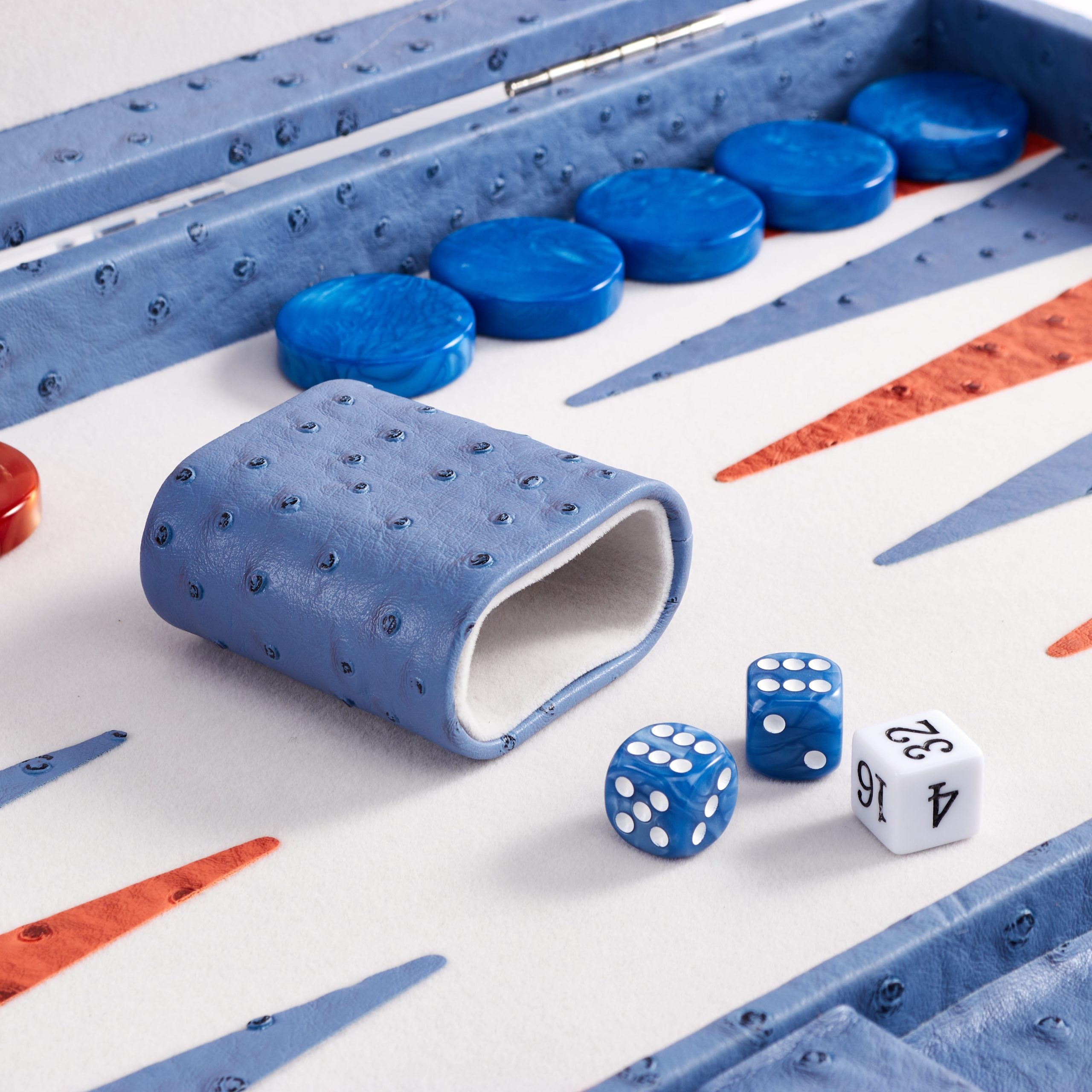 Backgammon Ostrich | Blue w/ orange triangle
