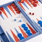 Backgammon Ostrich | Blue w/ orange triangle
