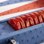 Backgammon Ostrich | Blue w/ orange triangle