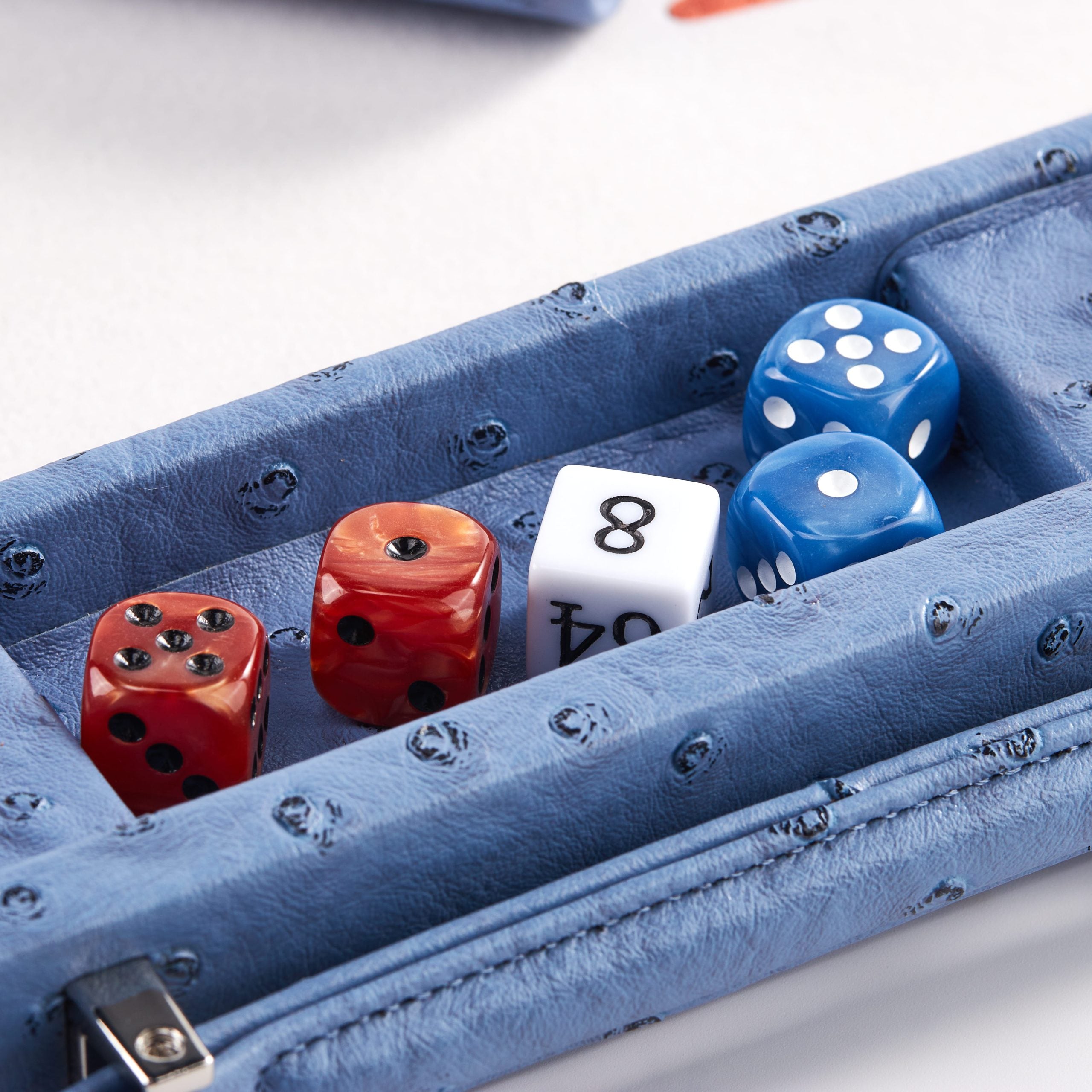 Backgammon Ostrich | Blue w/ orange triangle