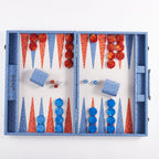 Backgammon Ostrich | Blue w/ orange triangle
