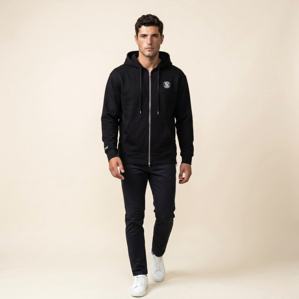Breslev Circle Zip Hoodie | Black