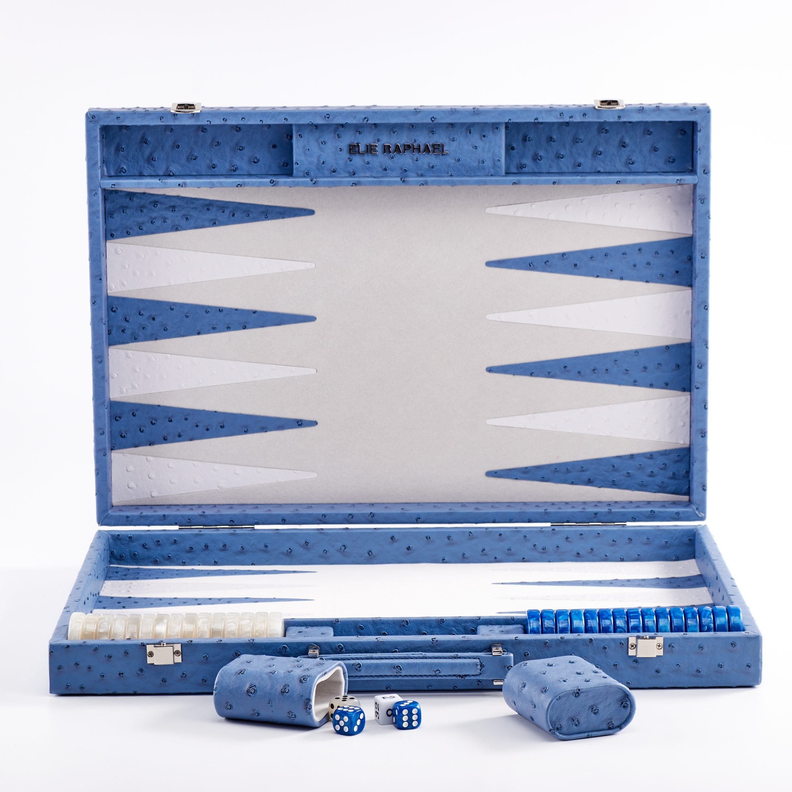 Backgammon Ostrich | Blue w/ white triangle