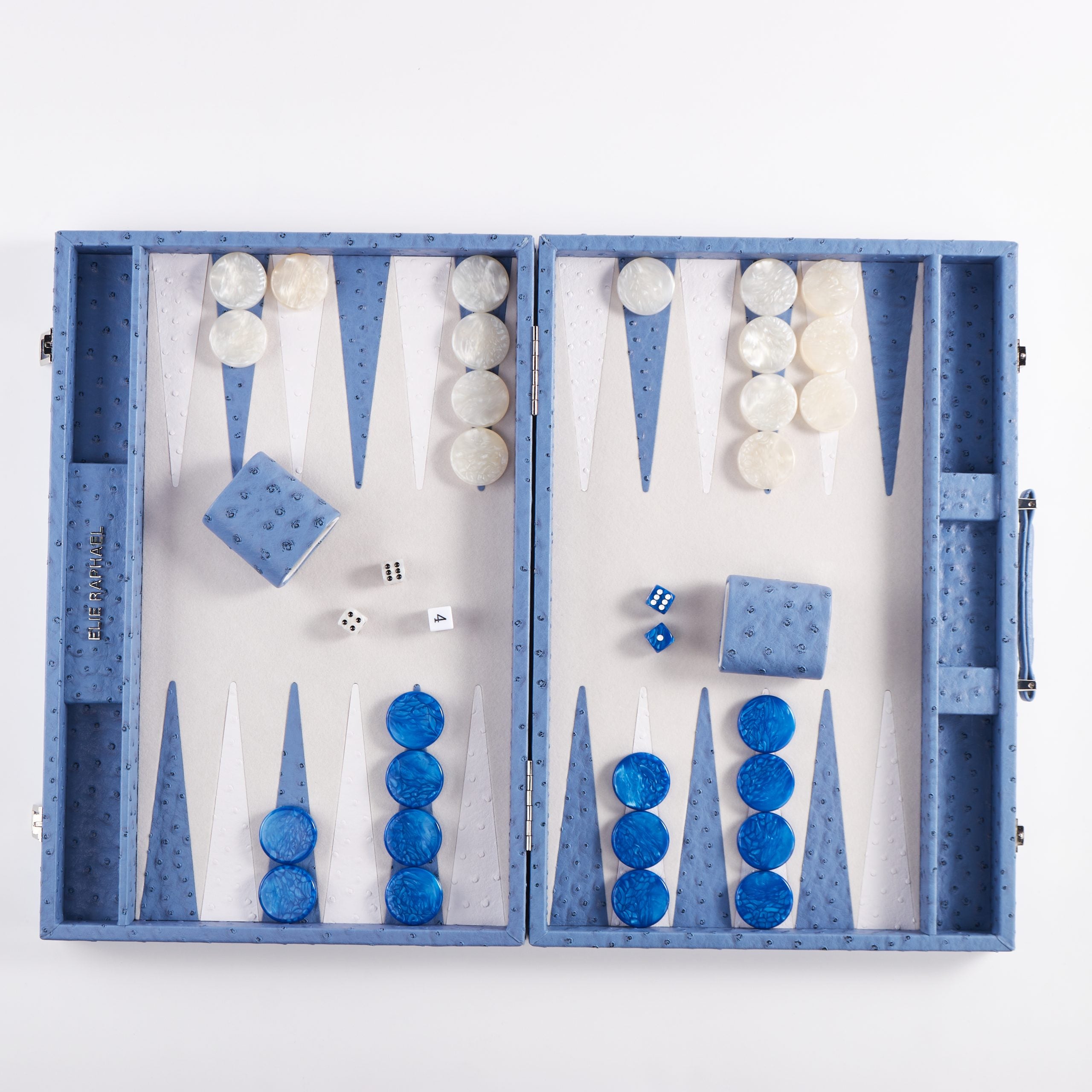 Backgammon Ostrich | Blue w/ white triangle