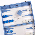 Backgammon Ostrich | Blue w/ white triangle