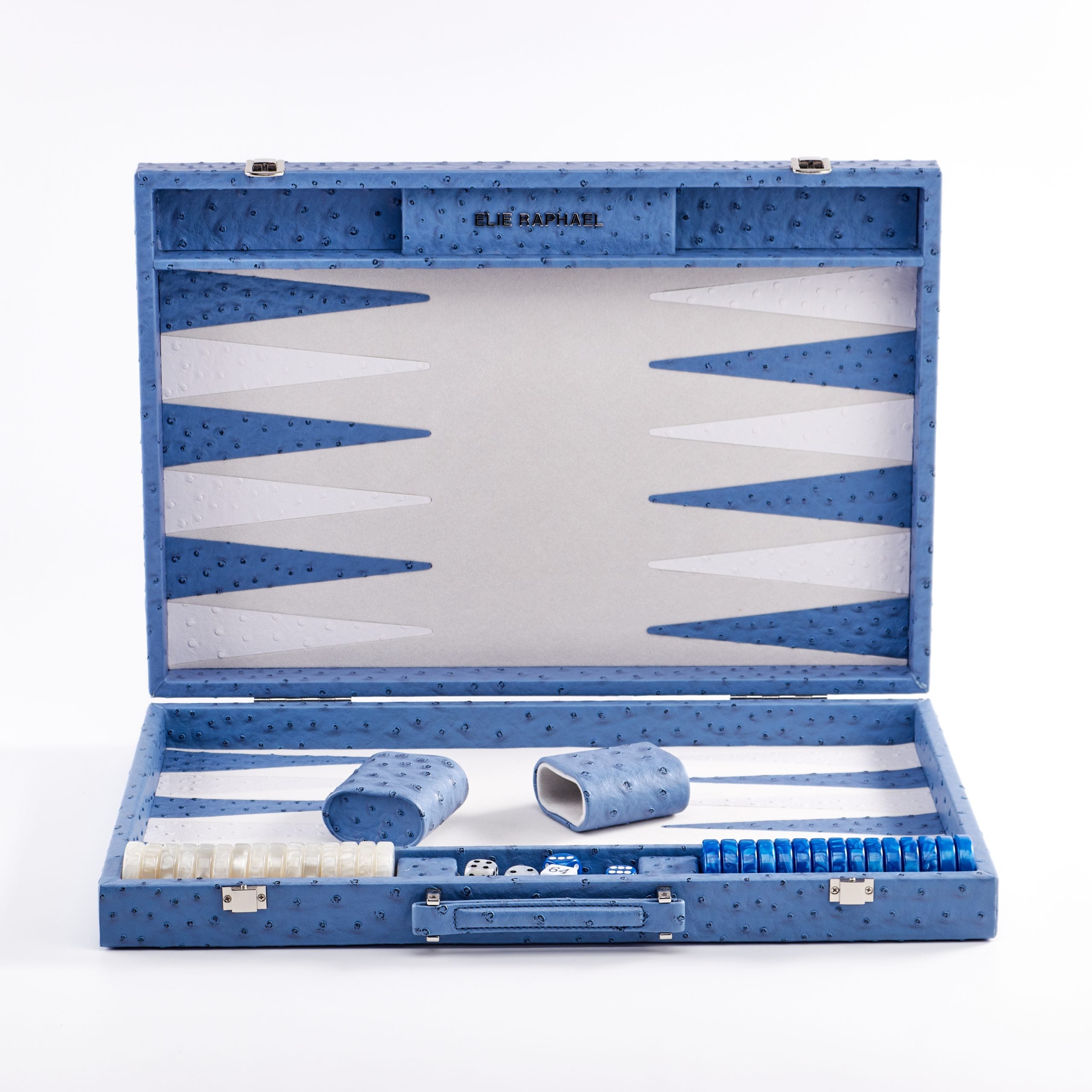 Backgammon Ostrich | Blue w/ white triangle